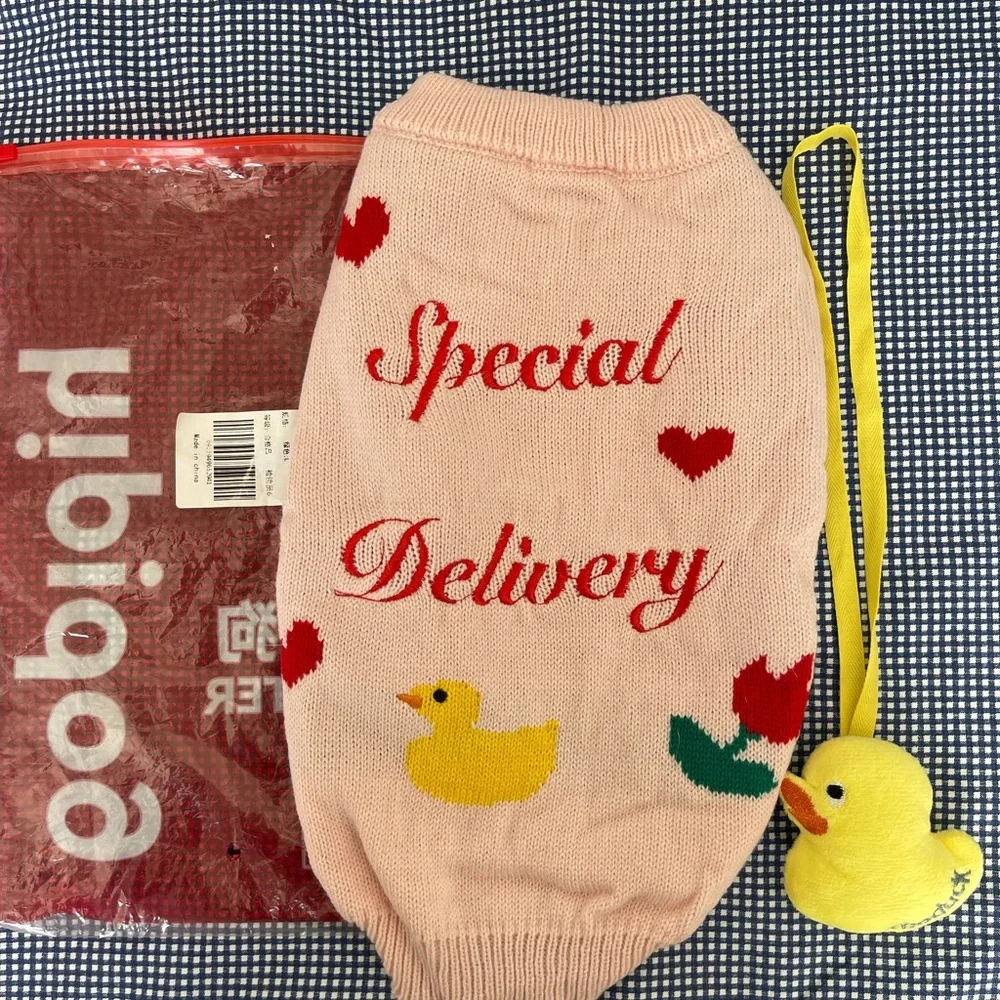 Cute Pink Pet Sweater with Duck Design